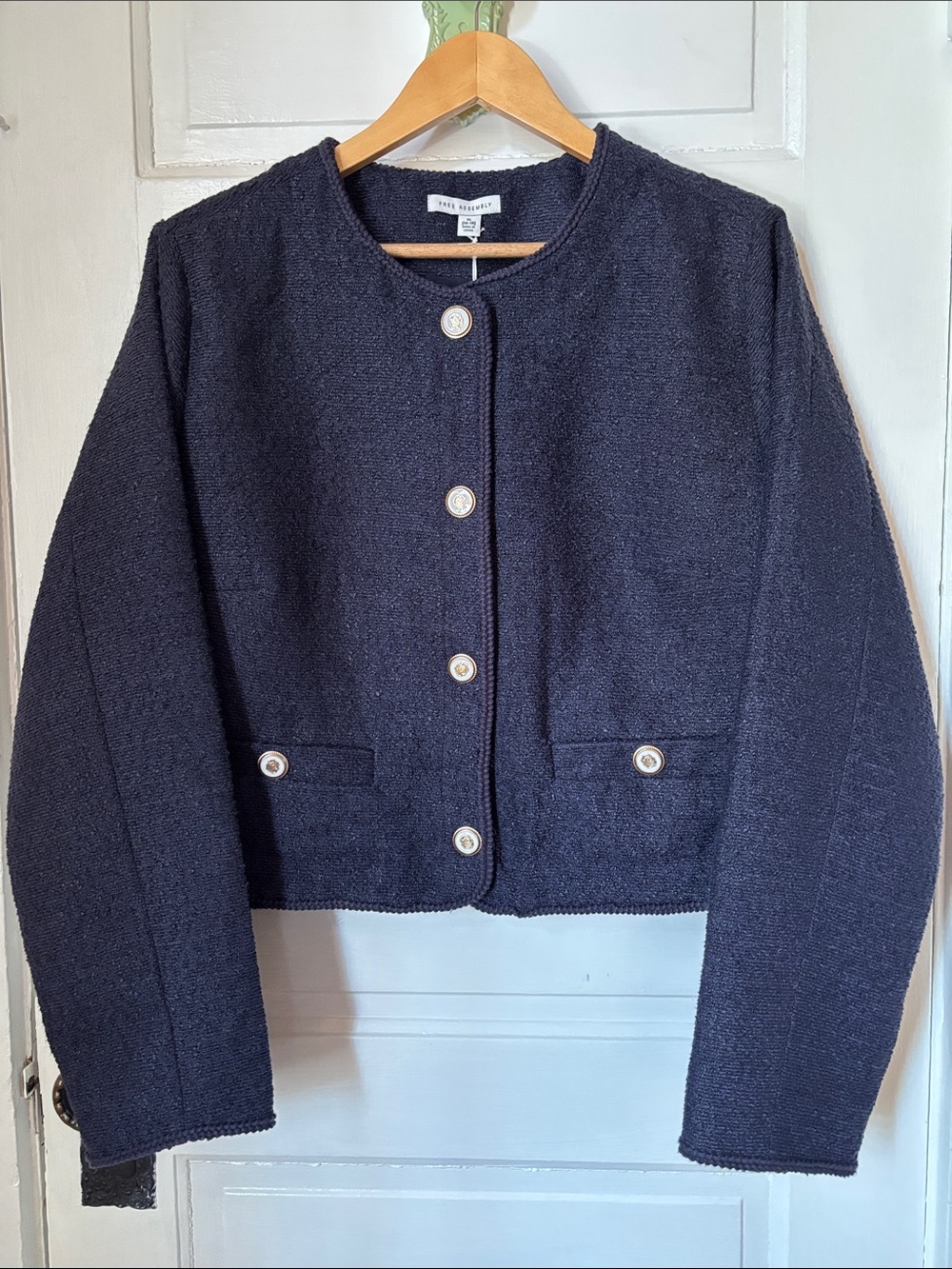 FREE ASSEMBLY COLLARLESS TWEED JACKET - Picture 3 of 12